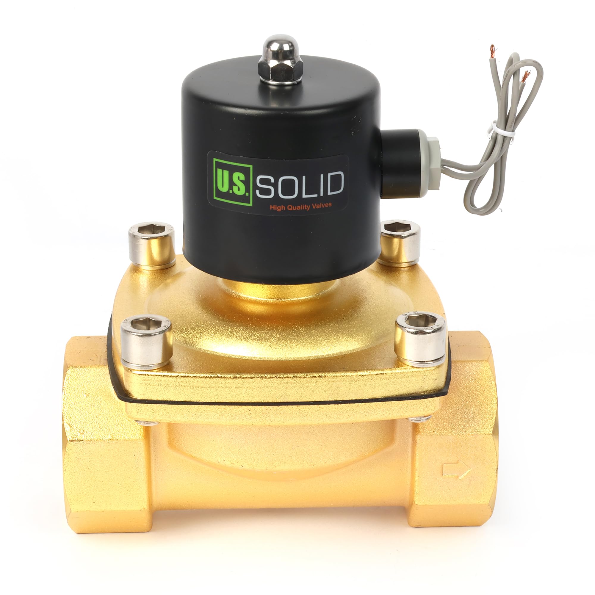 U.S. Solid Válvula solenoide – Válvula de agua eléctrica de aleación de zinc de 24 V CC de 2 pulgadas, sello NBR