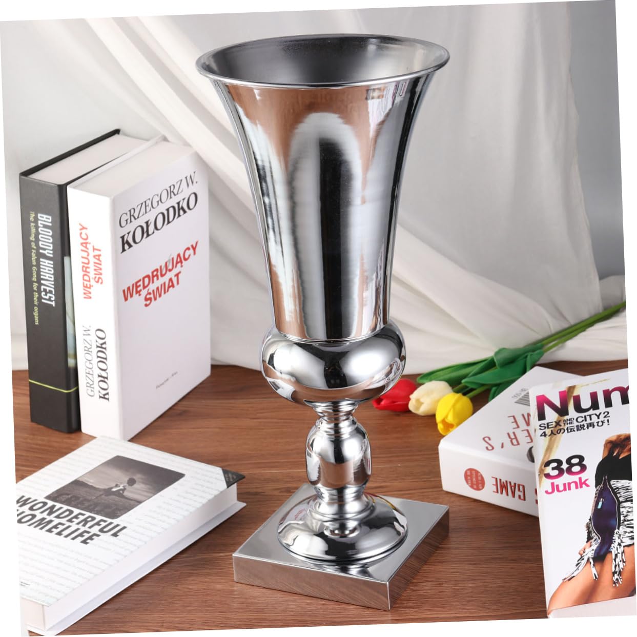 Alipis Jarrón Decorativo de Hierro y Metal Plata para Centros de Mesa Boda Diseño Elegante y Capacidad para Colocarse en Mesa o Suelo en Decoración de Bodas