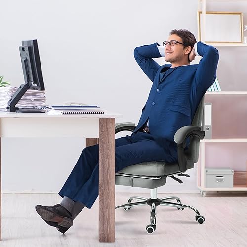 Miniatura 2 de Silla de escritorio de terciopelo con reposapiés, silla ergonómica de oficina ejecutiva con respaldo alto, cómoda silla de tocador de tela tapizada