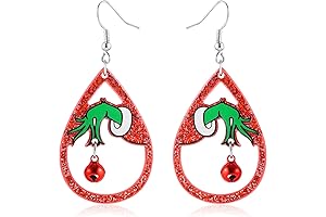 Christmas Earrings: Cute Christmas Tree Jingle Bell Earrings for Women and Girls