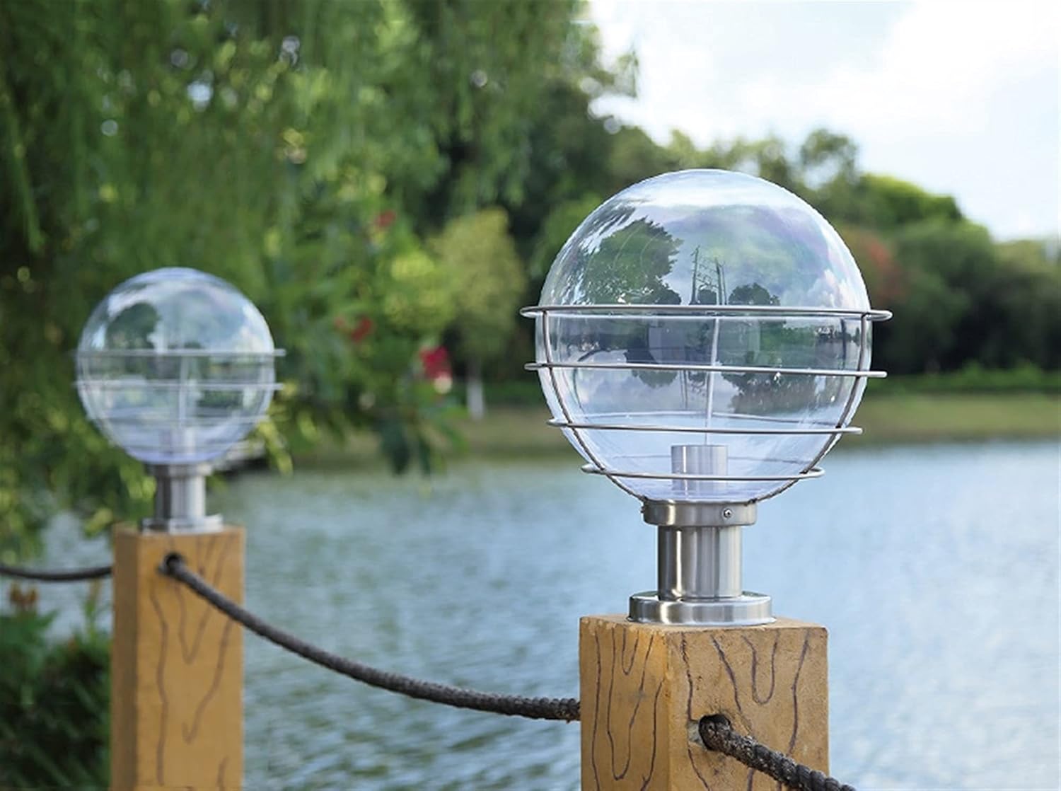 Kitchen Faucet Outdoor Transparent Lampshade Round Headlight Stainless Steel Garden Landscape Light Protection Level IP55 E27 Socket Led Lantern Table Lamp Column HEA,Pendant L