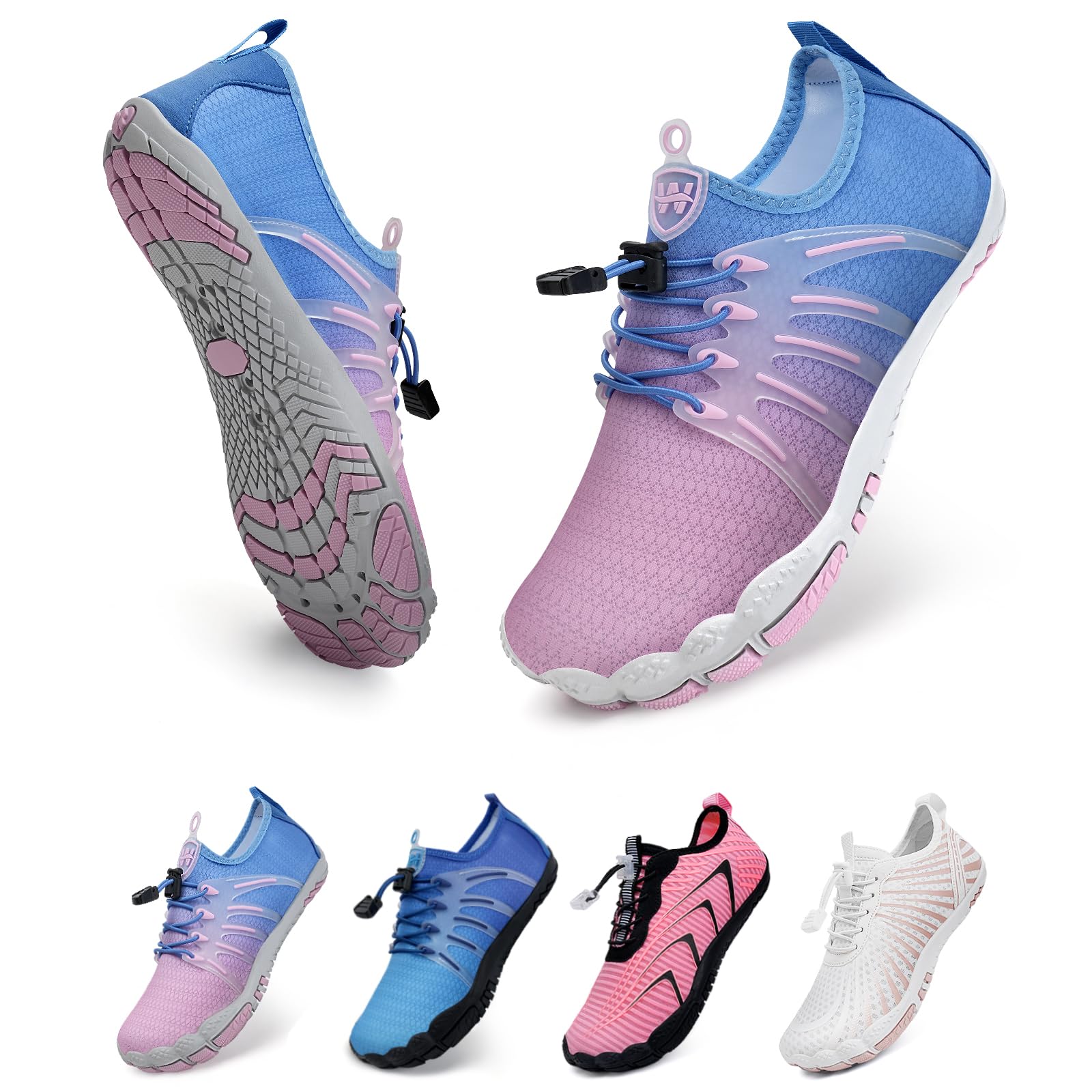 WateLves Unisex Barfußschuhe Damen Herren Wasserschuhe Badeschuhe Schnell Trocknend Weich Traillaufschuhe Fitnessschuhe mit rutschfest Sohle & Breiter Zehenbox