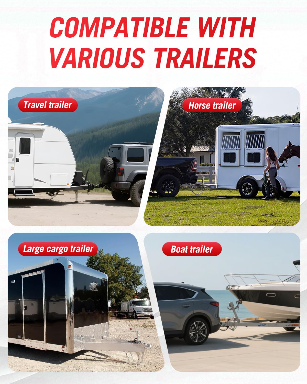 FZZD Trailer Tongue Weight Scale, 2000 lbs Max Weight Capacity, 6.3" Wide Base, with Portable Storage Bag, for RV, Boat, Travel Trailers, Gray
