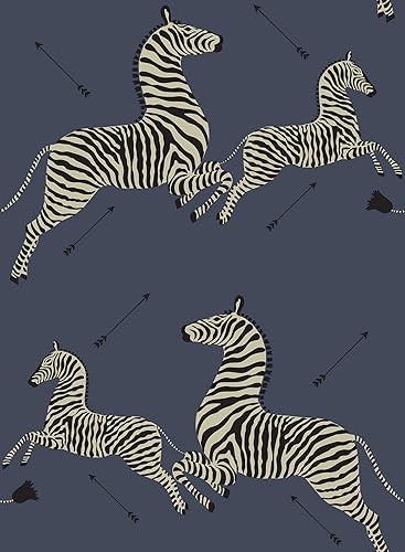 Miniatura 1 de Scalamandre SCS3870 Denim Zebra Safari - Papel tapiz autoadhesivo, color azul