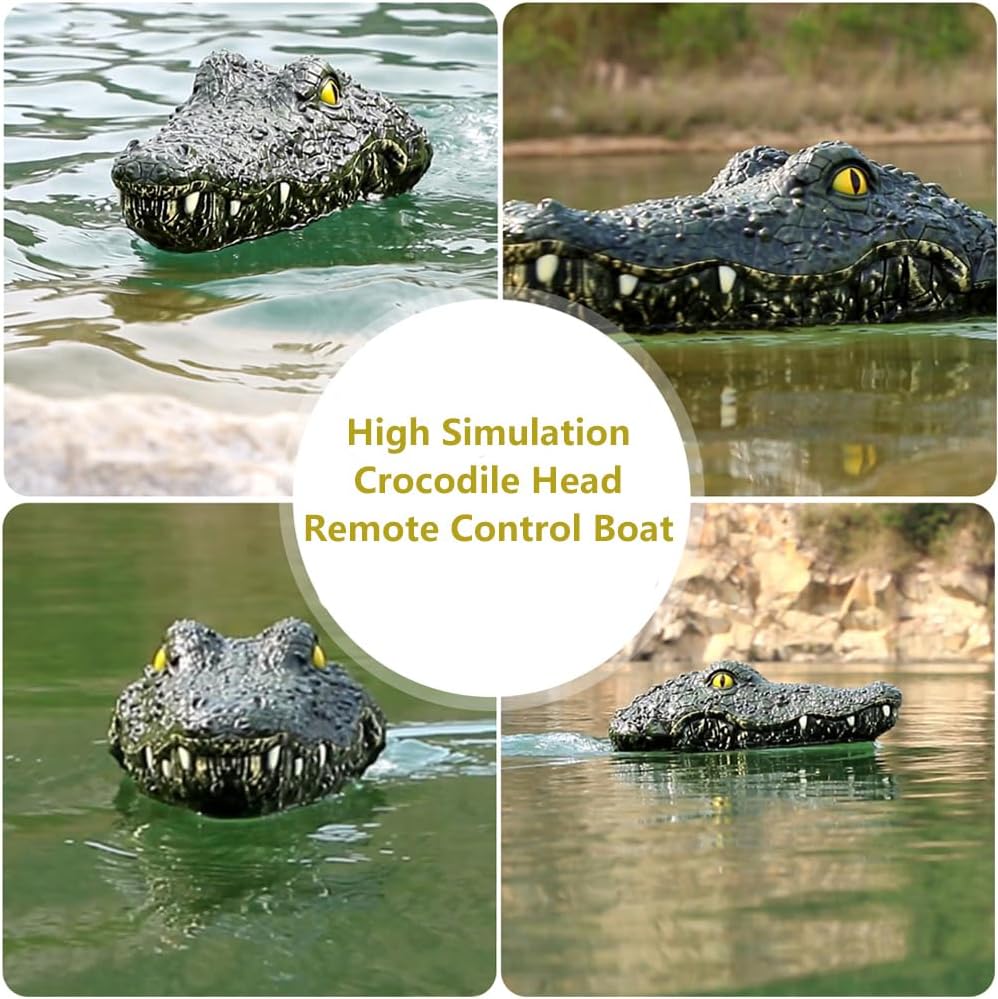 GoolRC RC Boat 2.4GHz Remote Control Crocodile Head Boat for Pools and Lakes, High Simulation Alligator Head RC Boats with 2 Batteries