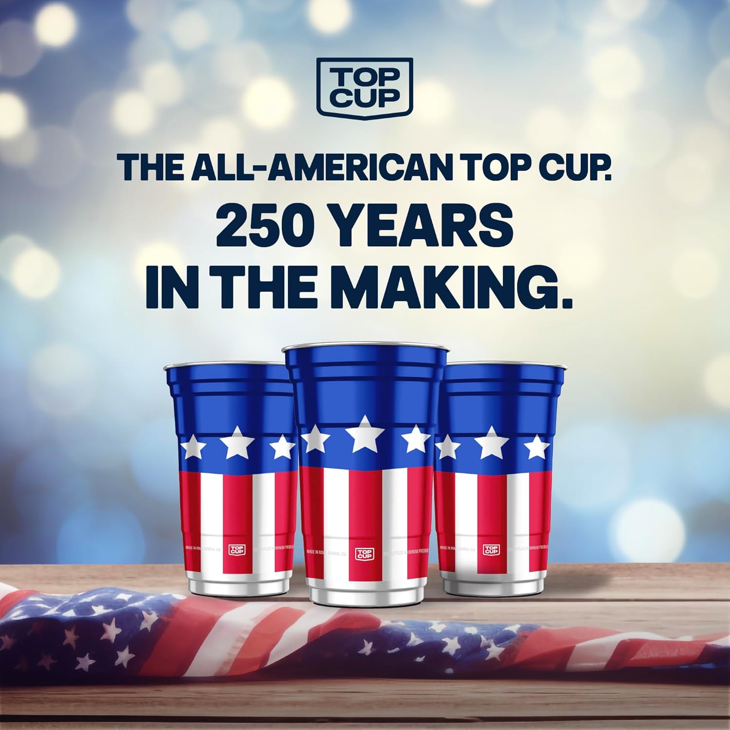 Top Cup America's 250th Birthday 20 oz Reusable Aluminum Party Cups 20 Count | Durable, Reusable & Recyclable, Made in USA