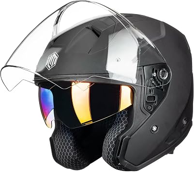 ILM Open Face Motorcycle 3/4 Helmet with Dual Visor DOT Model MO325