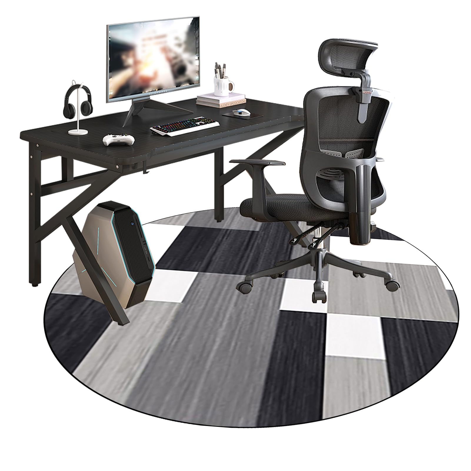 140 cm Redondo Alfombra Silla Gaming, Alfombra Multiusos para el Hogar, Protector Suelo Silla Ruedas, Alfombra de Protección de Suelo, Alfombra de Suelo para Suelos Duros, Laminado