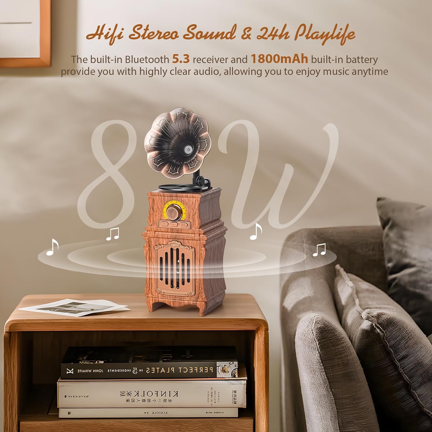 FREEFISH Retro Bluetooth Speaker with FM Radio, Bass, Retro Radio 5.3 Wireless Speaker Vintage Radios Support USB/TF/AUX Player for Home Office Room Outdoor Party, Portable Rechargeable