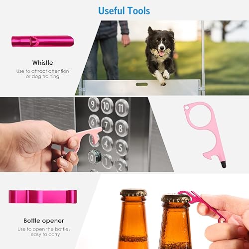 Miniatura 5 de AMIR Juego de llaveros de seguridad para mujeres y niños, 4 piezas de accesorios de llavero de seguridad, juego de llaveros de defensa personal para