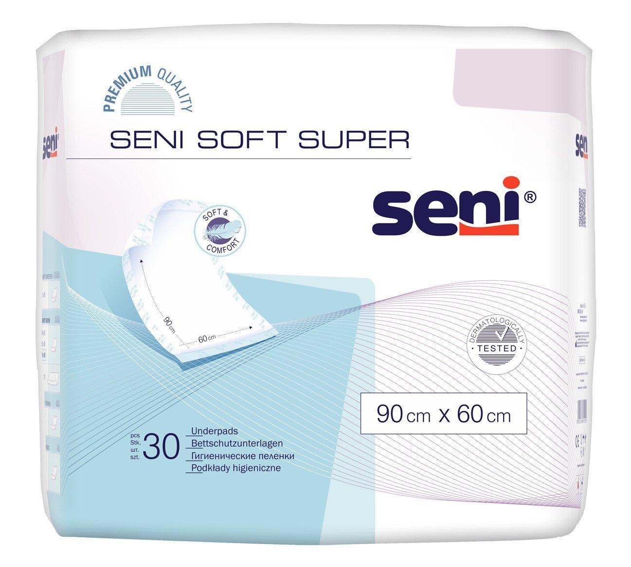 Seni Soft Super Pack 30 Krankenunterlagen 90 cm x 60 cm – 2 Stück