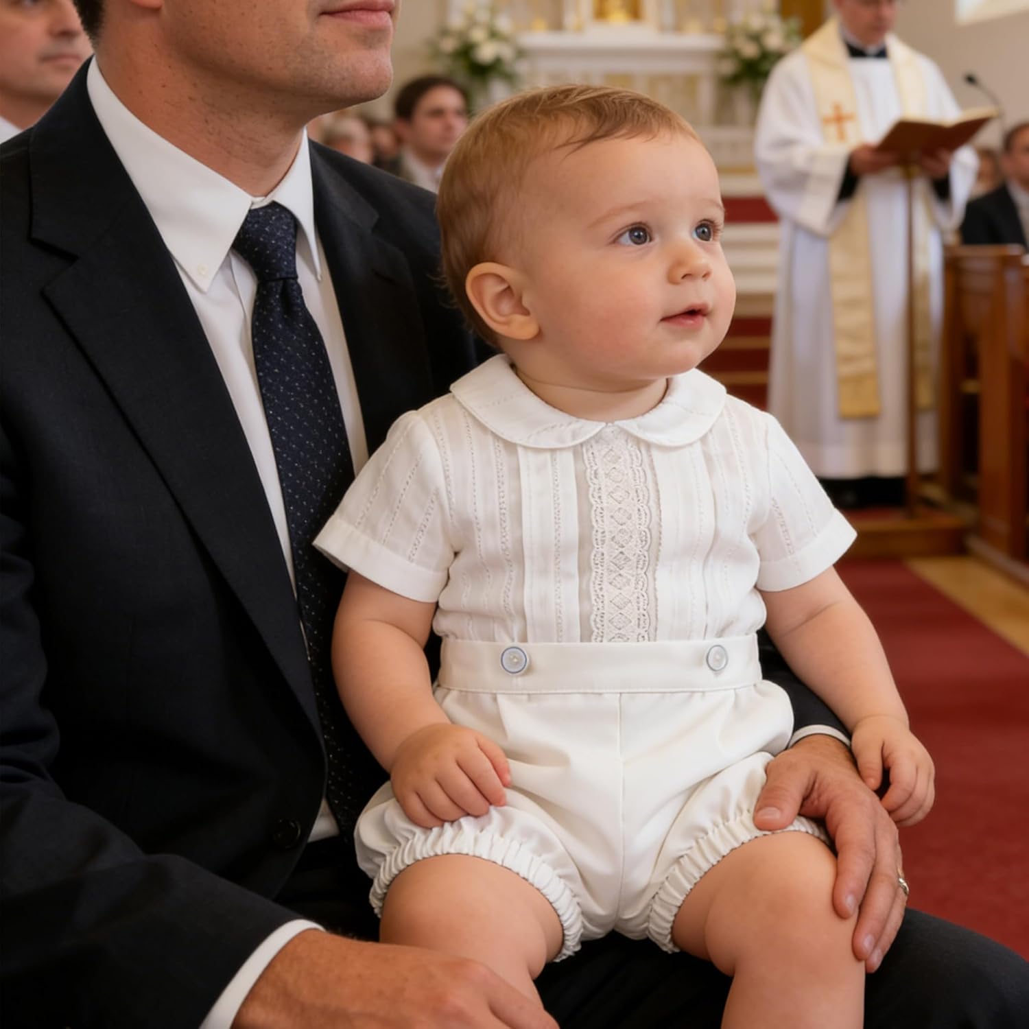 Booulfi 3-6 Month Boy Clothes Summer White Dress Shirt Shorts Boys 3T Summer Outfits Baptism Outfits Toddler Boy Short Set - Image 4