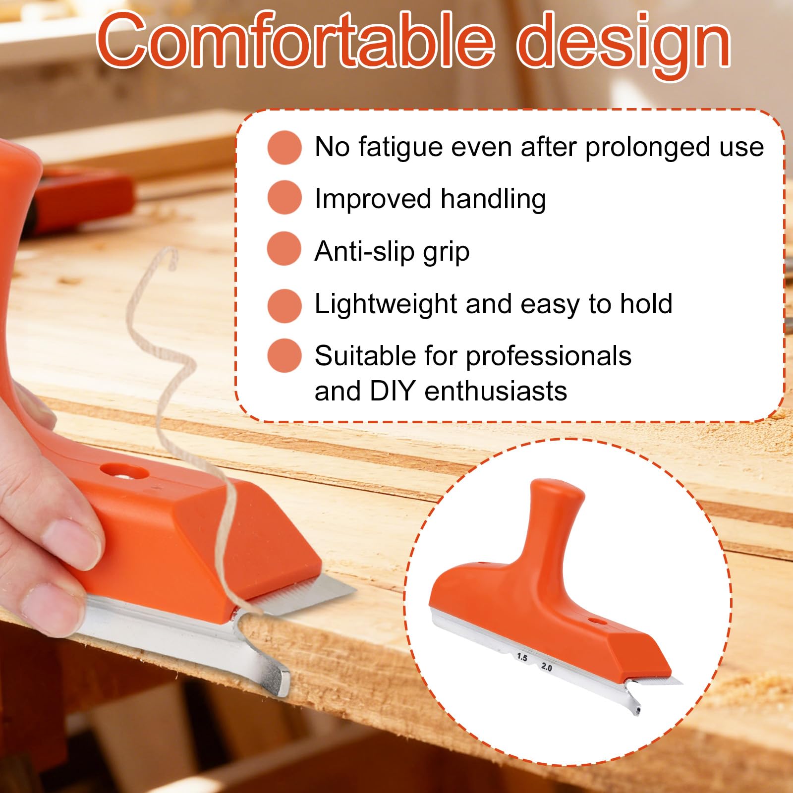 Recortadora Cantos con Hoja Acero Inoxidable y Mango Ergonómico, Herramienta para Trabajar Madera para Desbarbar Cepillar Corregir Cantos Madera Chapa PVC ABS en Superficies Rectas y Curvas