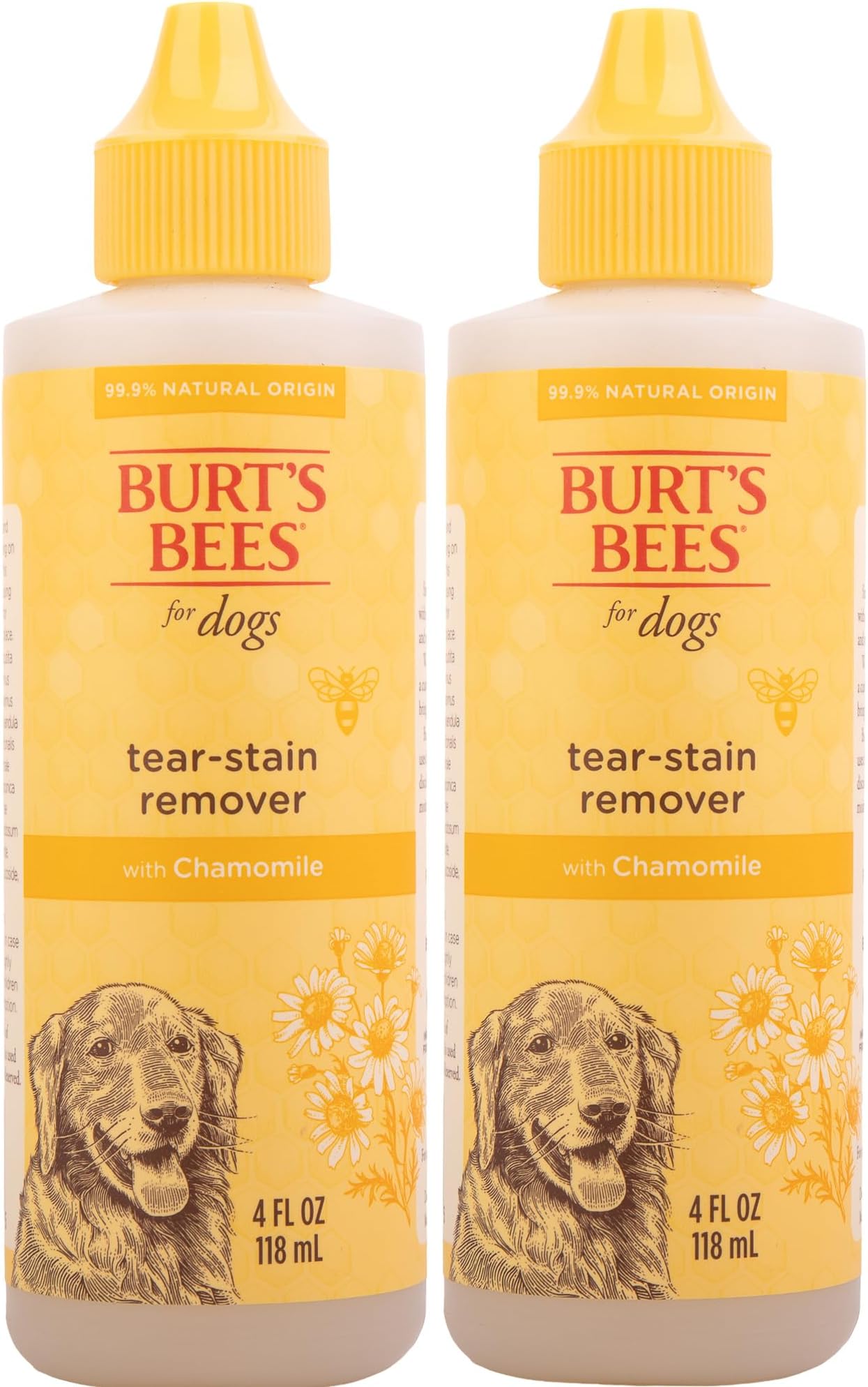 Burt's Bees for Pets Tear Stain Remover for Dogs with Chamomile - Puppy & Dog Tear Stain Remover - Cruelty Free, Formulated without Sulfates and Parabens, pH Balanced for Dogs, 4 Ounces - 2 Pack