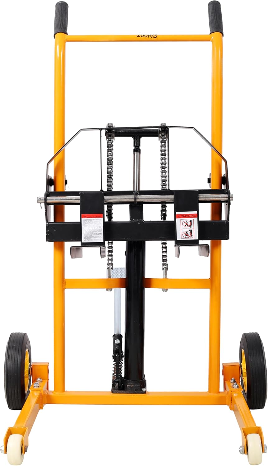 440lbs Material Lift Stacker, Hydraulic Fork Lift, Max Lift Manual Forklift Pallet Lift Dolly, 35.5" Manual Pallet Stacker for Supermarket, Warehouse, and Household, Yellow