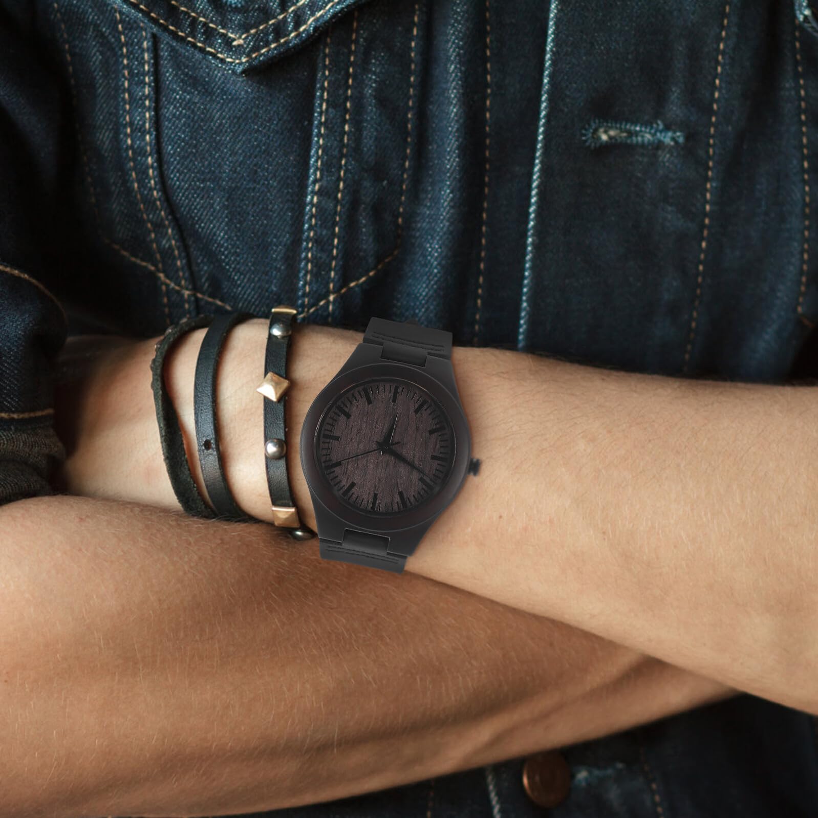 Ipetboom Reloj de Pulsera de Madera para Hombre de Cuarzo, Café | Acero Inoxidable, 1 Pieza, Diseño Retro Clásico, Ligero y Cómodo para Uso Diario