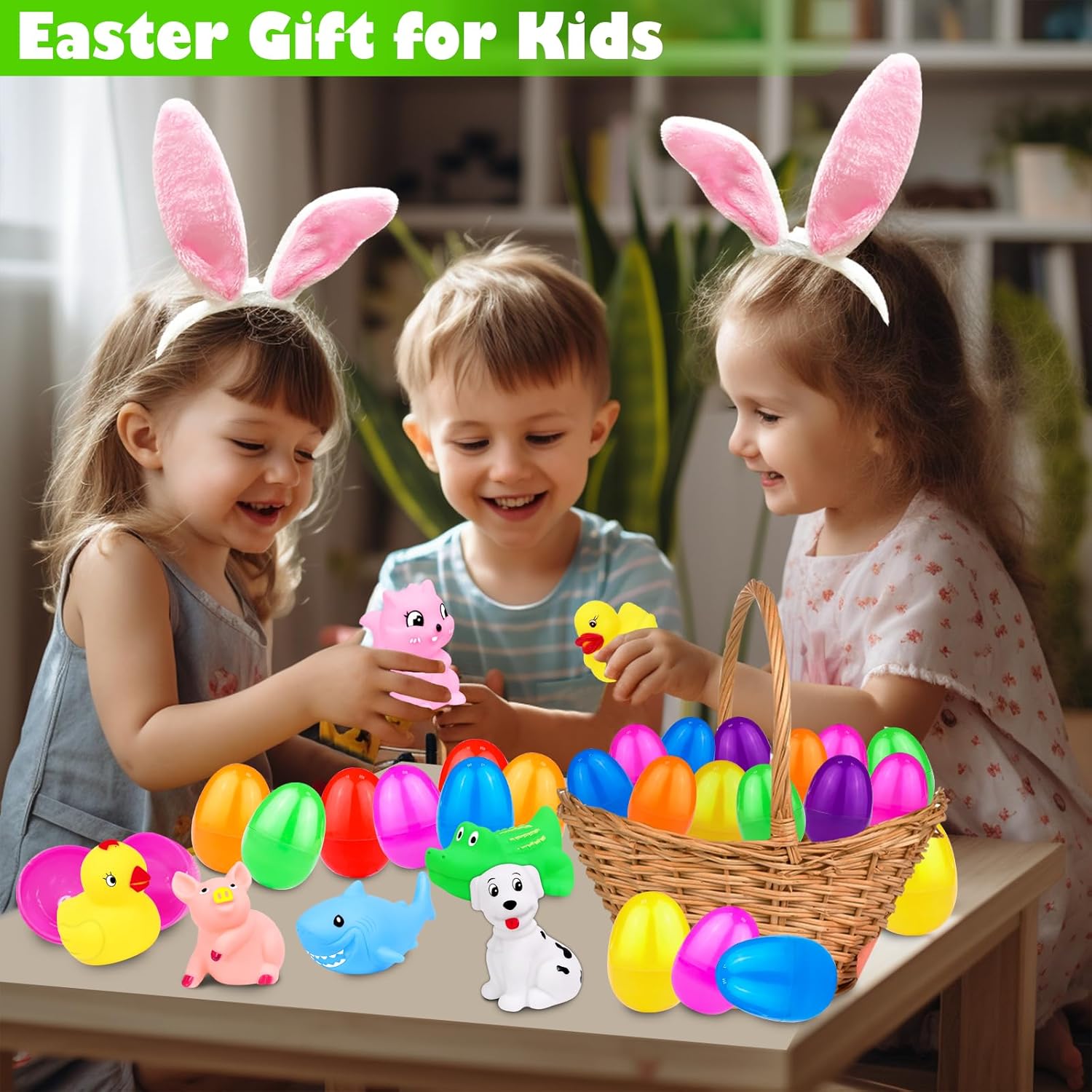 24 Pack Prefilled Easter Basket Essential Stuffers for Toddler Kids,24 Styles Funny Rubber Animals Squeeze Toys Filled 24Pack Colorful Easter Eggs,Bathtub Toys Easter Hunt Party Favor Kids Gifts - Image 4