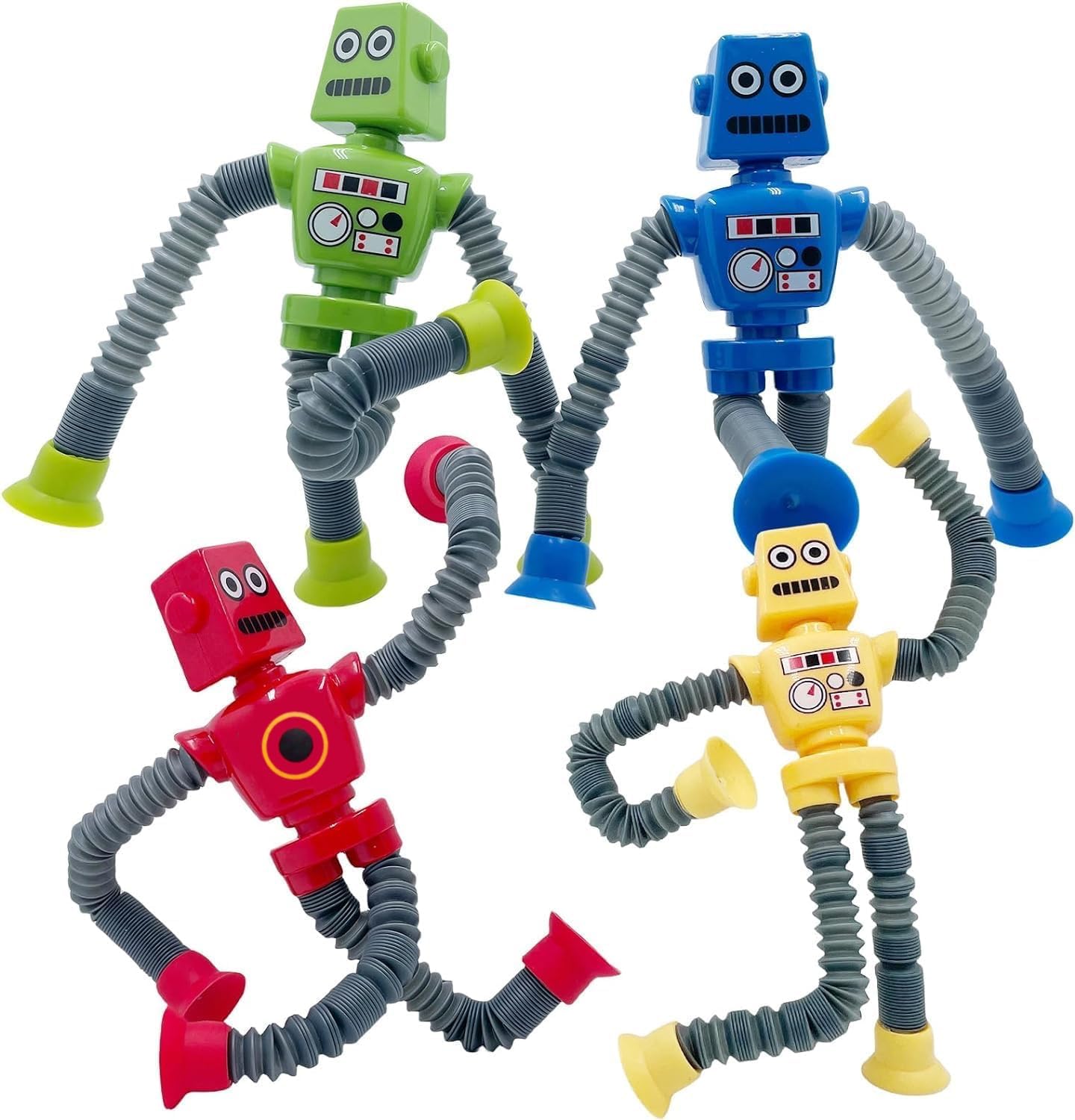 Teleskopowa przyssawka, robot, 4 sztuki, zabawka sensoryczna, robot, pedagogiczna, odprężająca zabawka dla dzieci, prezent na imprezę dla chłopców i dziewczynek