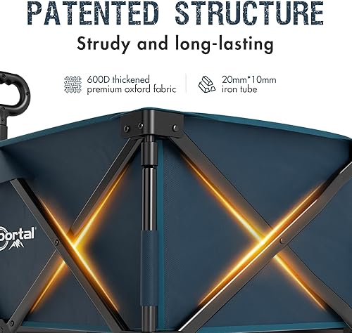 Miniatura 34 de PORTAL Carros plegables plegables de playa, resistentes con ruedas todo terreno para exteriores, campamento, jardín, compras, comestibles, plegable