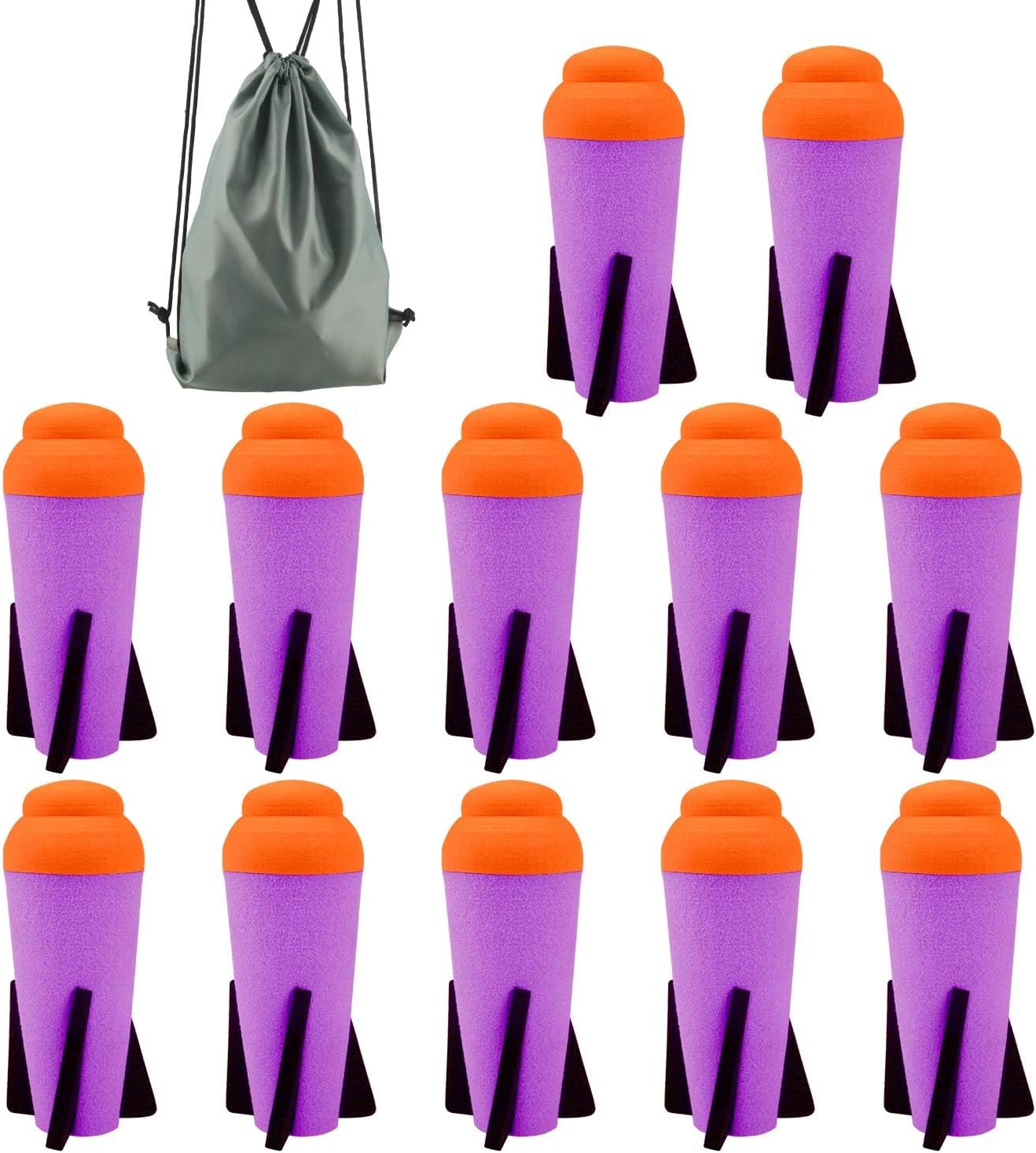 Mega Missile Refill for Nerf N-Strike Elite Series, 12 Packs, Compatible Darts Mega Missile Refill Bullets Foam Rockets for Nerf Party, Purple