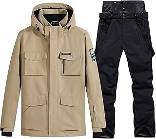 Men's Ski Jacket and Pants Set Waterproof Snowsuit Windproof Snow Suit Winter Outdoor Ski