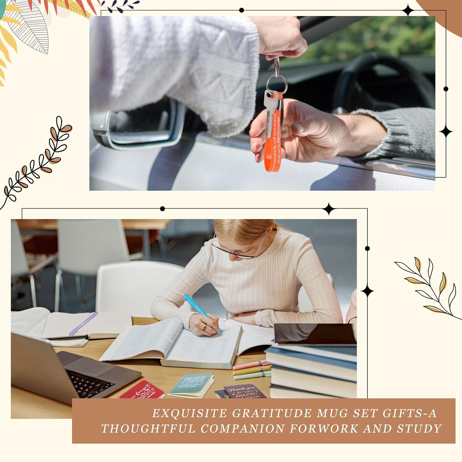 12 Sets / 48 Pcs Inspirational Appreciation Gifts Thank You for Coworkers, 24 oz Plastic Cup with Lid Straw Notebooks Ballpoint Pens Keychain Associate Appreciation Gifts (Colorful) - Image 6