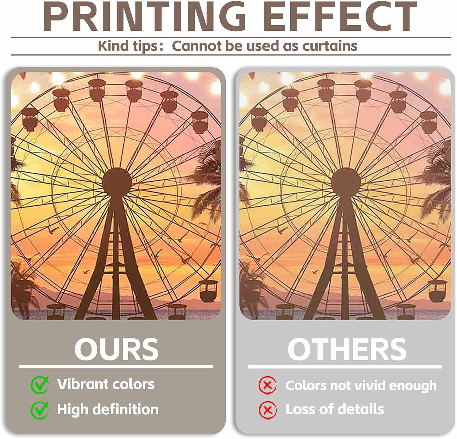 Fabric 7x5ft Summer Seaside Ferris Wheel Photography Backdrop Sunset Palm Tree Beach Hawaiian Background Indoor Festival Party Decoration Holiday Photo Banner Booth