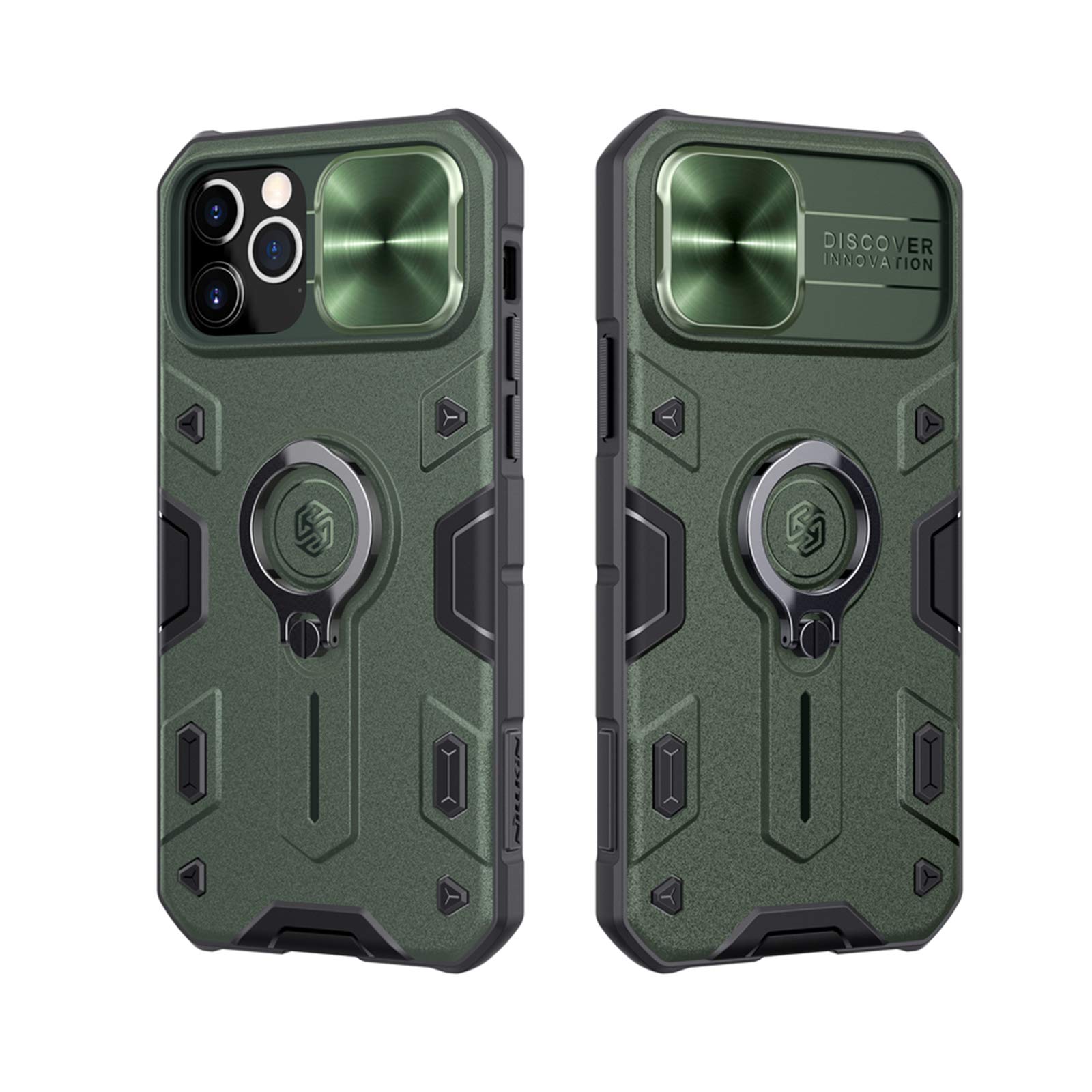 Nillkin Case Compatible with iPhone 12 Pro Max, CamShield Armor Case with Ring Kickstand and Slide Camera Cover, PC & TPU Impact-Resistant Bumpers Protective Case for iPhone 12 Pro Max 6.7"(Green)
