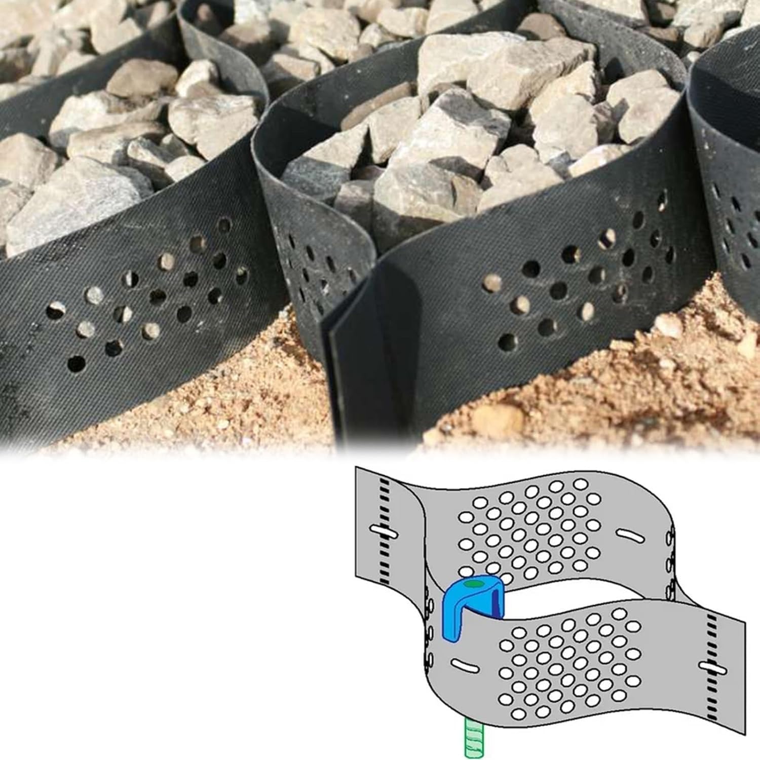 Rejillas estabilizadoras de grava de 5 cm de altura, geocélulas permeables para calzadas, caminos y pasarelas. Refuerzo de suelo duradero para un fácil drenaje y mayor estabilidad