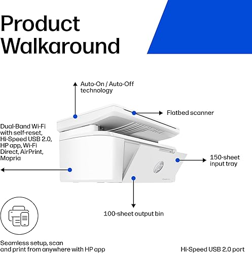 Miniatura 3 de HP Laserjet MFP M140w Impresora inalámbrica en blanco y negro, impresión, escaneo, copia, velocidades rápidas, fácil configuración, impresión móvil