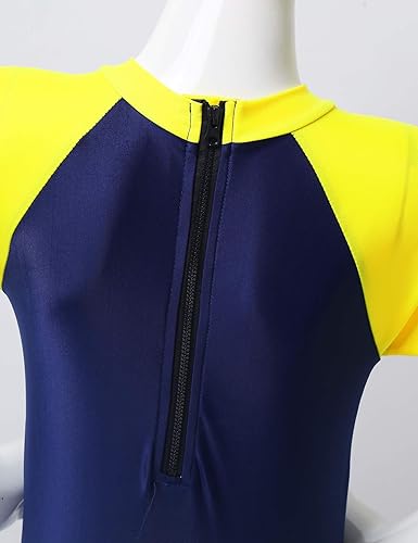 Miniatura 5 de Traje de baño corto de manga corta para niños y niñas, con cremallera y protección solar UV, traje de baño de una pieza