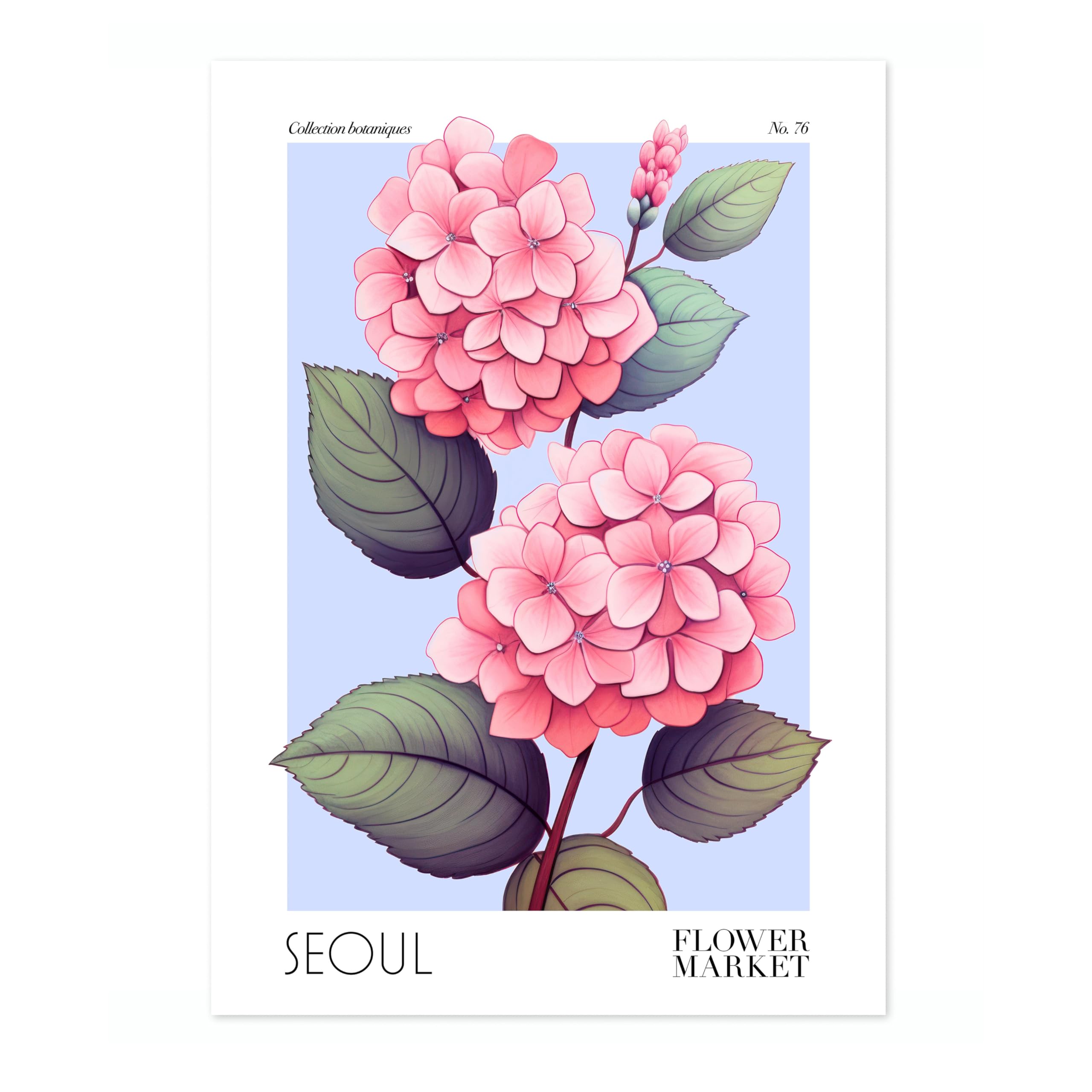 Seoul Flower Market Poster Floral Wall Decor Print Abstract Colourful Minimalist Travel Bedroom Art, Archival Matte, A4 (Print Only) - 29.7x21cm