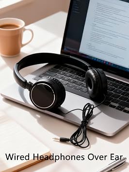 Wired Headphones Over Ear, Overhead Headphones Wired, Foldable | for Tablets, Smartphones, MP3/MP4 or Laptops