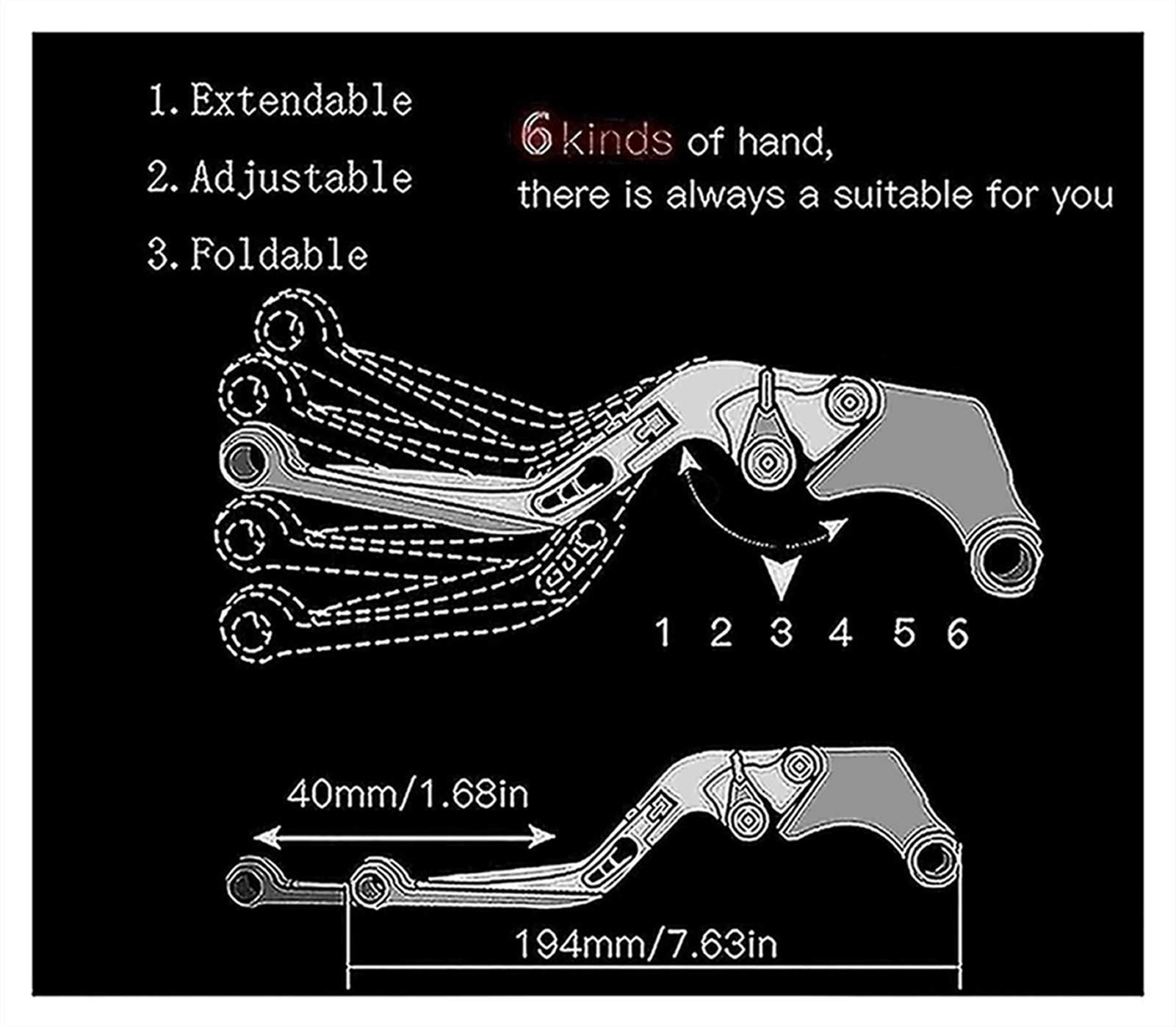 Moto Regolabile Freno Leve Frizione Maniglia Manopole Per SUZUKI Bandit GSF600S GSF 600S GSF600 S GSF 600 S Bandit 1996-2003 Leva Della Frizione Del Freno (Colore : M)