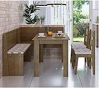 Conjunto Canto Alemão com Mesa, 2 Cadeiras e Almofada Ameixa Negra