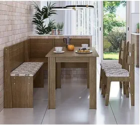 Conjunto Canto Alemão com Mesa, 2 Cadeiras e Almofada Ameixa Negra