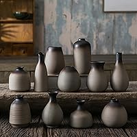 JOJUNO Rustic Ceramic Bud Vase Set of 11 - Handcrafted Mini Pottery Vases for Flowers, Modern Farmhouse Decor Shelves Tables