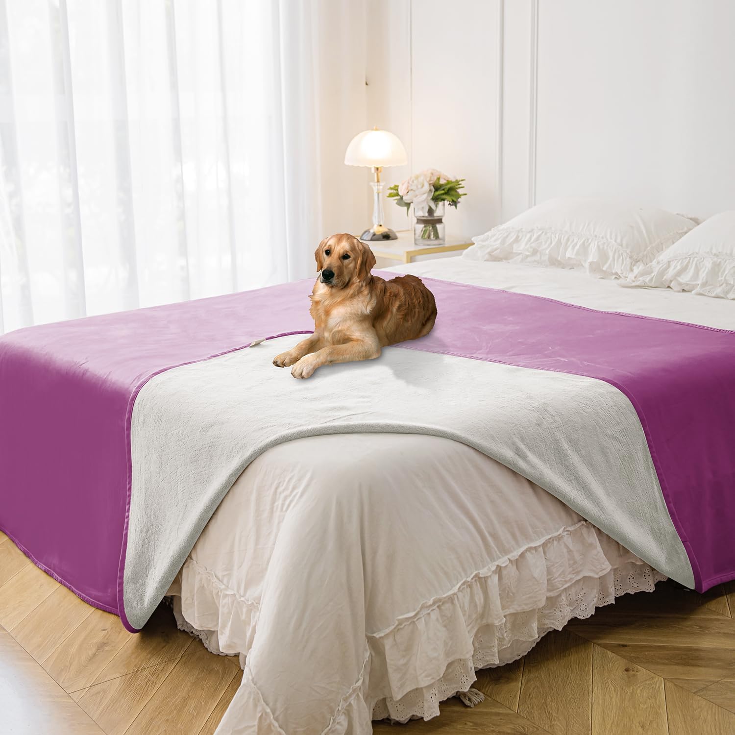 Waterproof dog blanket for furniture 82x120 purple-cream