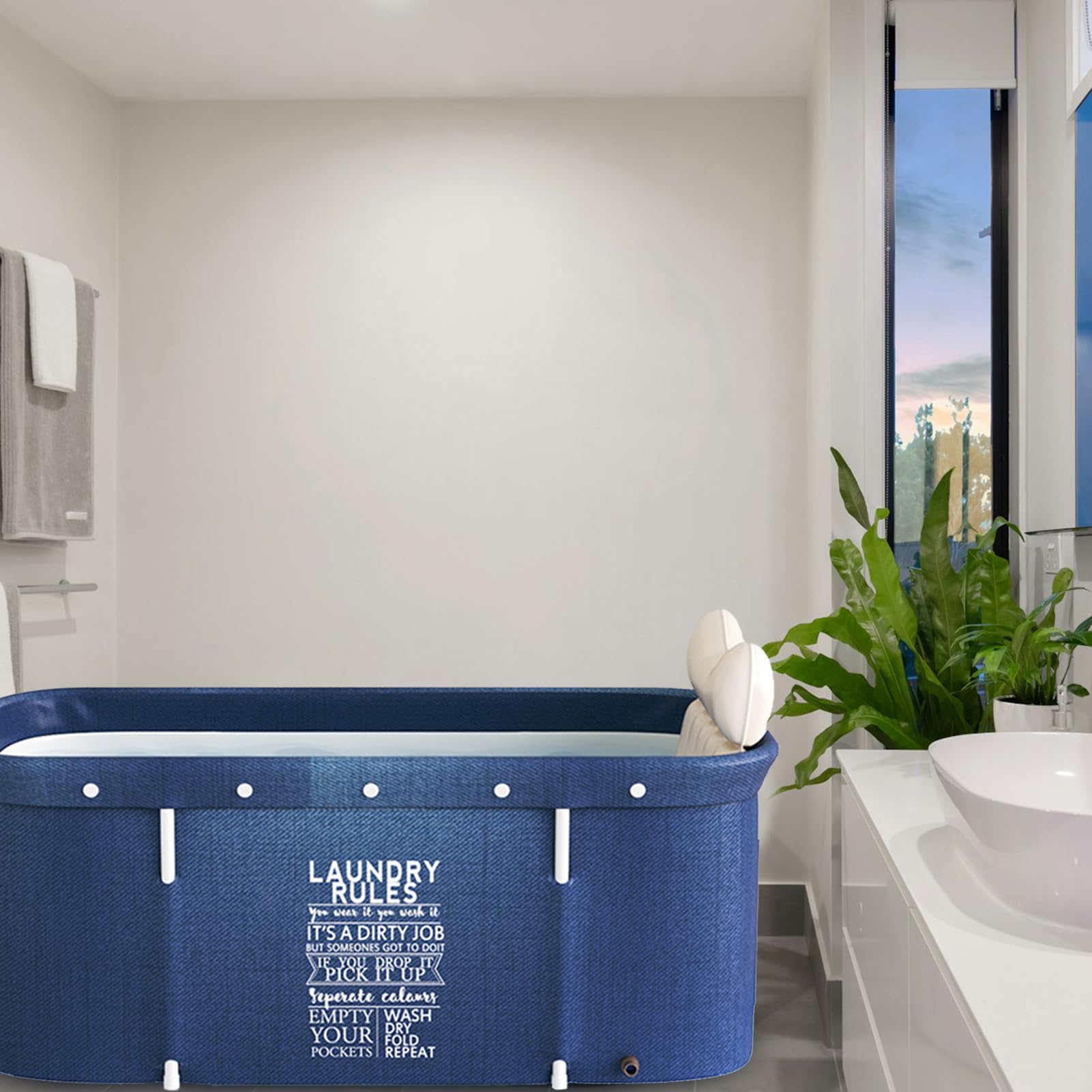 Bañera plegable Bañera de pie empapada Bañera portátil Bañera móvil Bañera plegable Barril Baño Spa Bañera, 120 x 50 cm para interior y exterior (Estilo 2)