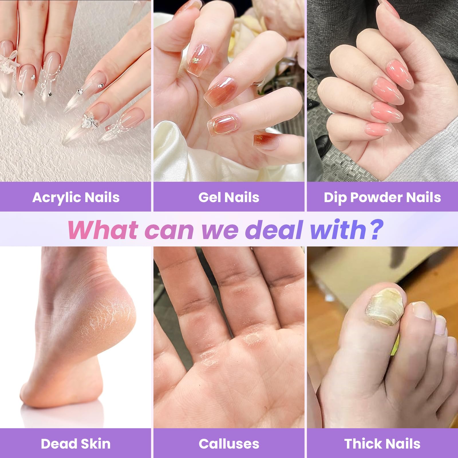 PKBD Elektrische Nagelfeile mit Ladestation, Kabellos Nagelfräser Set 20.000 U/min, 12 in 1 Profi Maniküre und Pediküreset, Nagelfräser Für Gelnägel & Acrylnägel, Nagelformen, Entfernen der Hornität