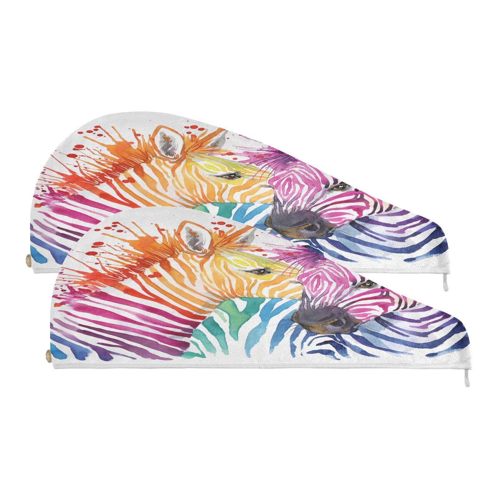 YOUJUNER Hair Towel Wrap Colourful Zebra Print Rapid Drying Turban Hair Towel Super Absorbent Head Towel for Women Girl