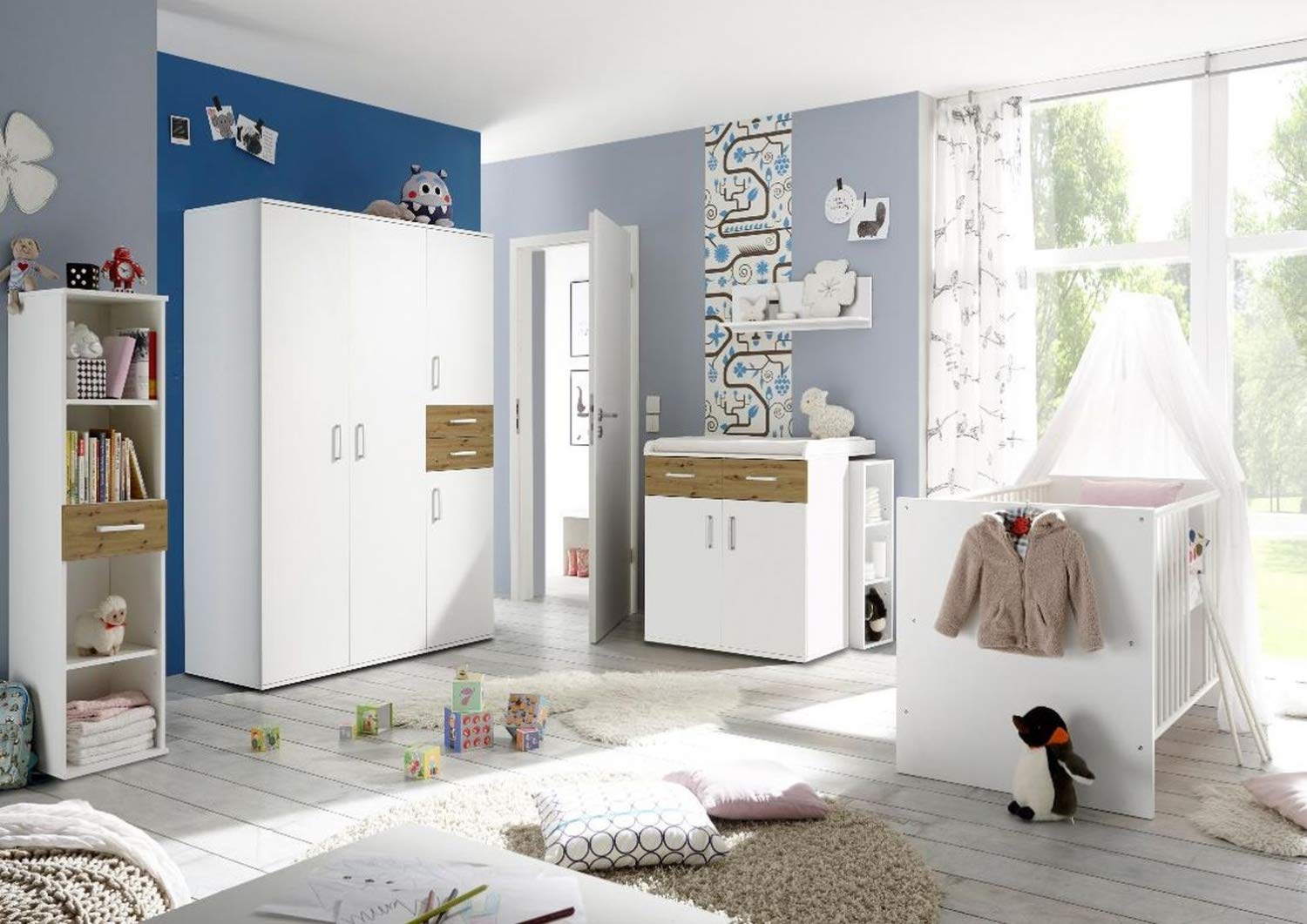 Sienna Kinderzimmer Komplett-Set 20064 - Babyzimmer 7 TLG. Komplett Set Baby Komplettset mitwachsend (Asteiche)