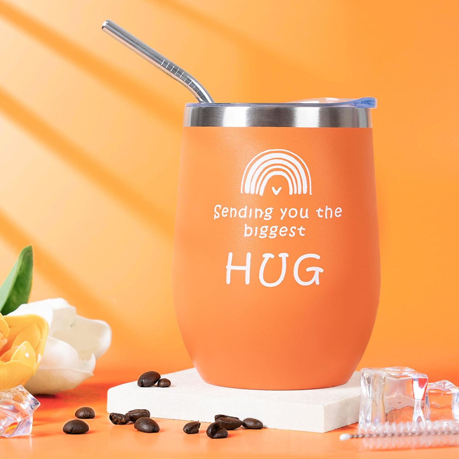 Best Friend Birthday Gifts for Women Friendship, Get Well Soon Gift Basket, Spa Self Care Package Kit, Feel Better Gift Set, Anniversary Retirement Thinking of You Gift Box for Mom Sister Wife, Orange - Image 5