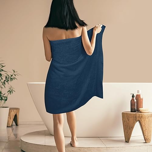 Vista 219 de GLAMBURG Juego de 6 toallas de 100% algodón ultra suave, contiene 2 toallas de baño de 28 x 55 pulgadas, 2 toallas de mano de 16 x 24 pulgadas y 2