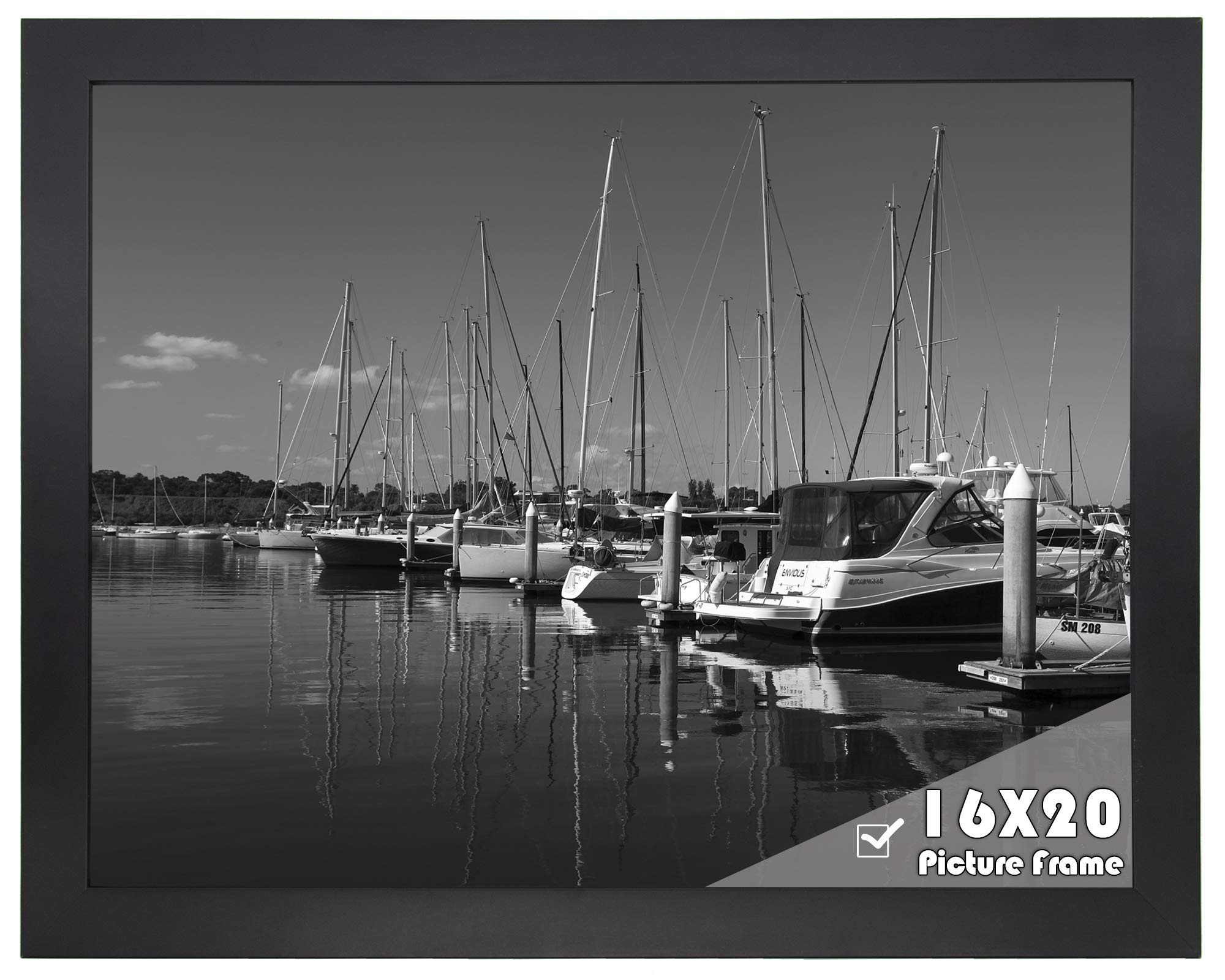 Golden State Art, 16x20 Black Picture Frame Made of Solid Wood & Tempered Glass (1 Pack)