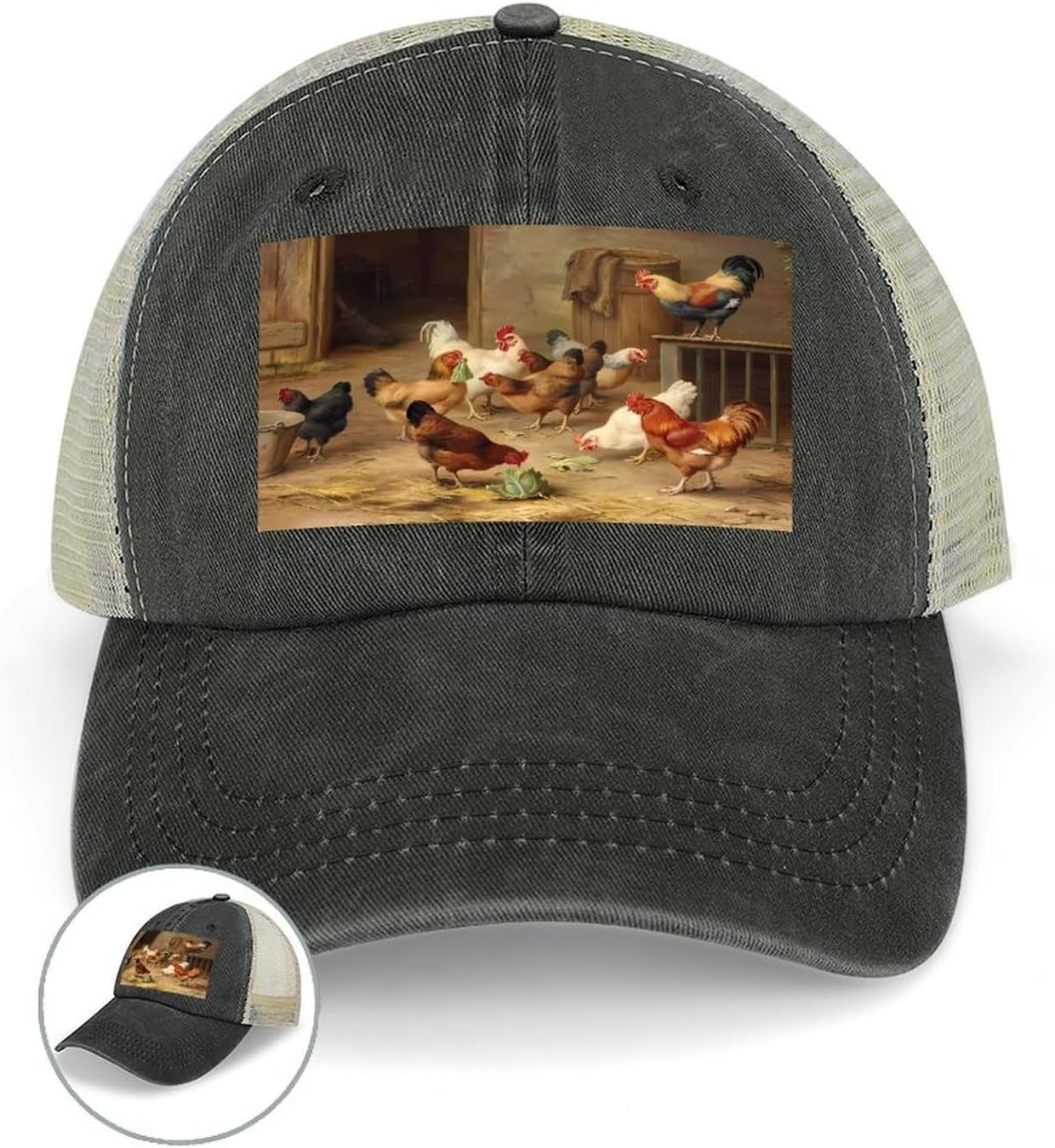 Farm Chickens Hat Personalized Adjustable Cowboy Cap Cotton Cap Trucker Hats Dad Hat for Men Women