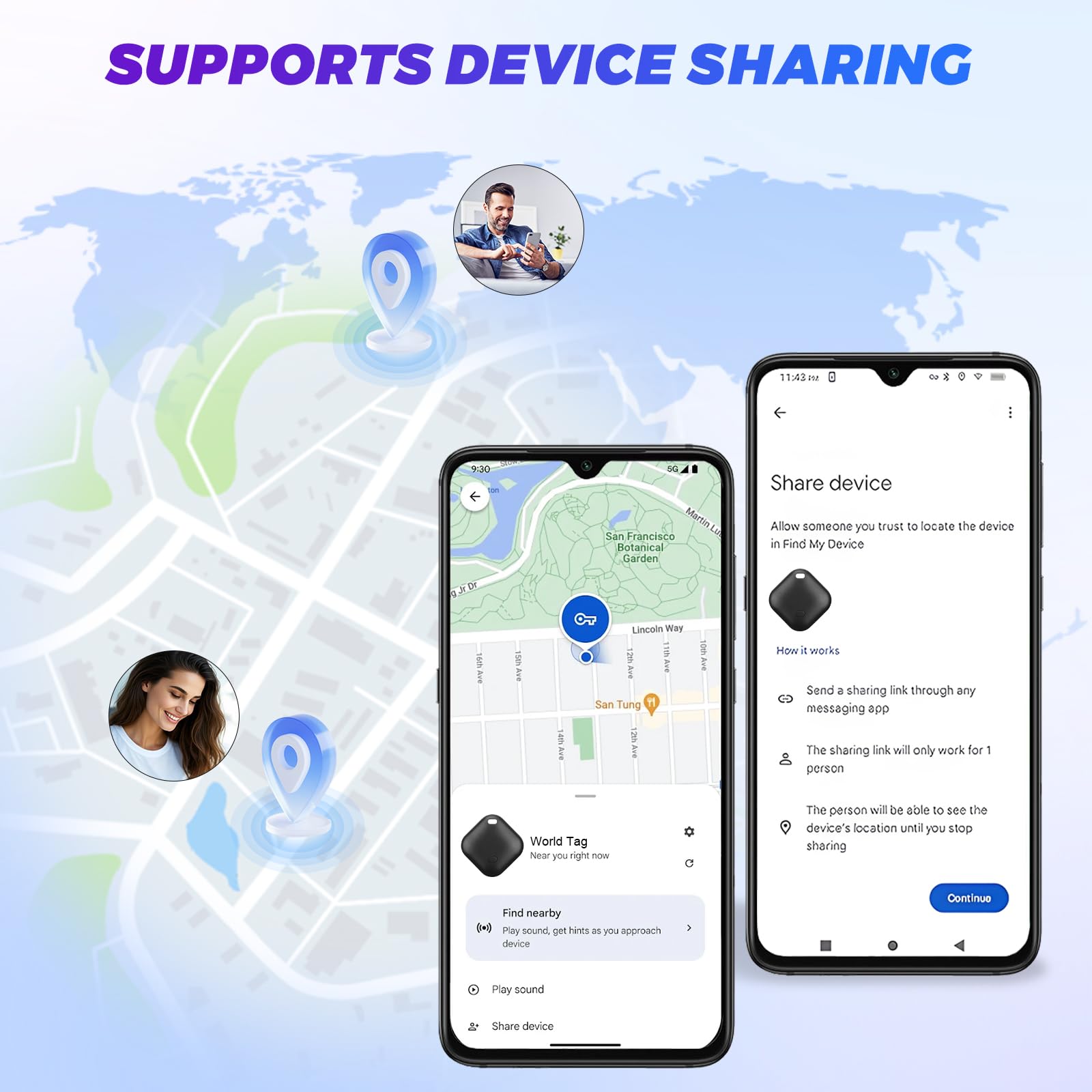GPS Tracker Android ohne ABO, [Google Offizielle Zertifiziert] Smart Tracker Android kompatibel mit Google's Find Hub-App, Mini Tracker wasserdicht IP68 für Schlüssel Gepäck Geldbörse