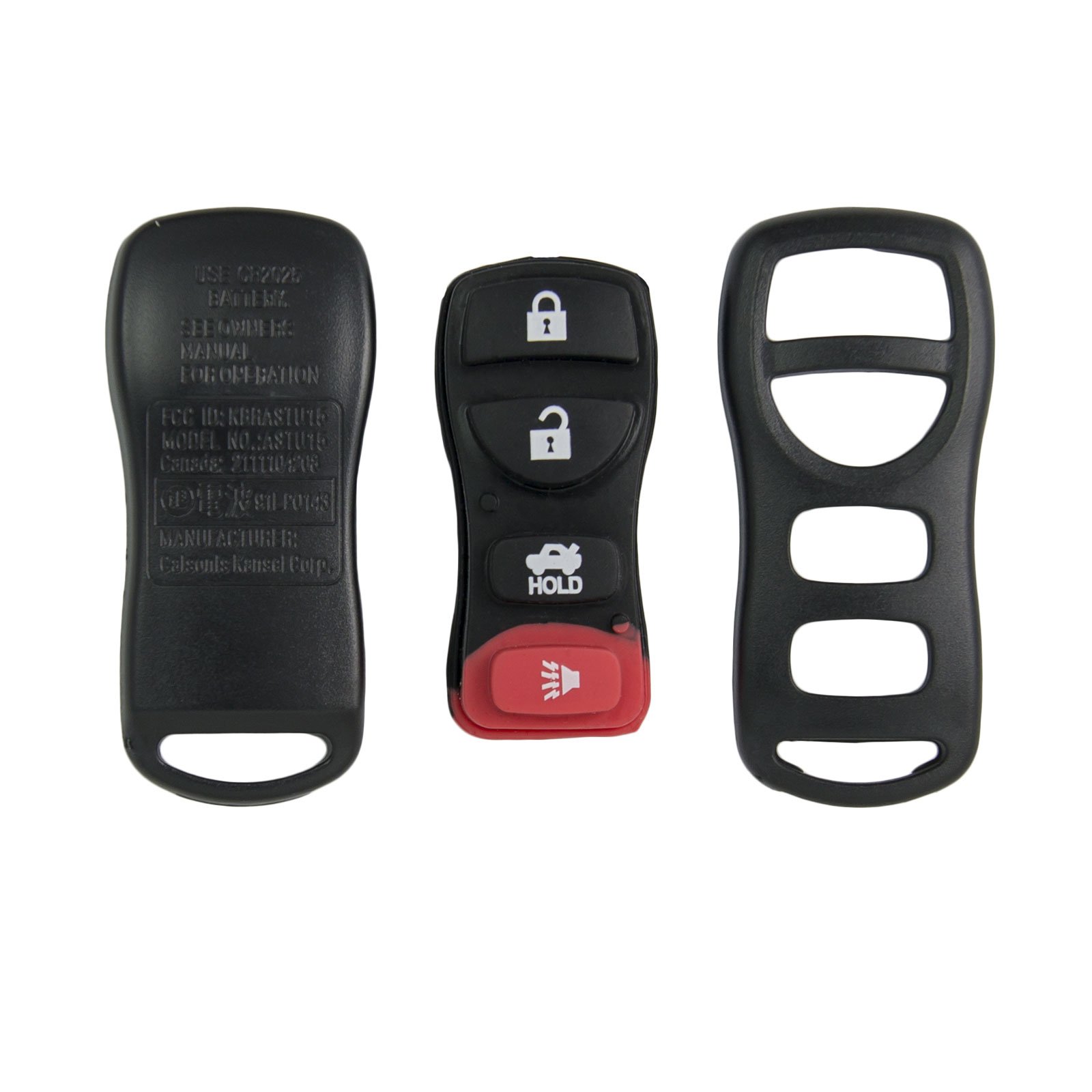 Keyless2Go Replacement for New Shell Case and 4 Button Pad for Remote Key Fob with FCC KBRASTU15 - Shell ONLY