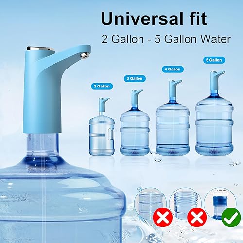 Miniatura 4 de Dispensador de agua para botella de 5 galones, bomba de agua cuantitativa de 20.3 fl oz, luz de potencia de 2 colores, bomba de botella de carga USB