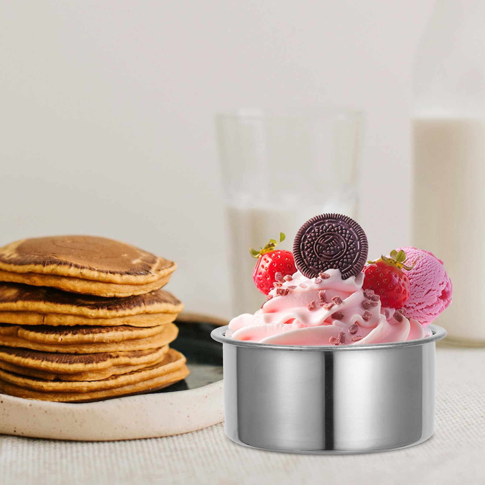 Teglie Rotonde per Torta 3 Pezzi in Acciaio Inossidabile Argento Mini Teglia Forno Piccola Antiaderente per Baking e Caffè Uso Versatile e Facile da Sformare